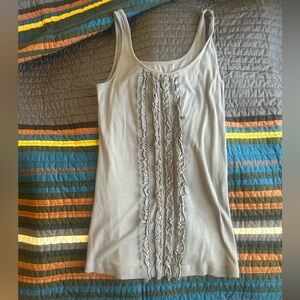 Old Navy Gray Ruffle Front Medium Tank Top